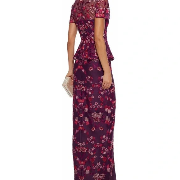 Floral Embroidered Cady Gown