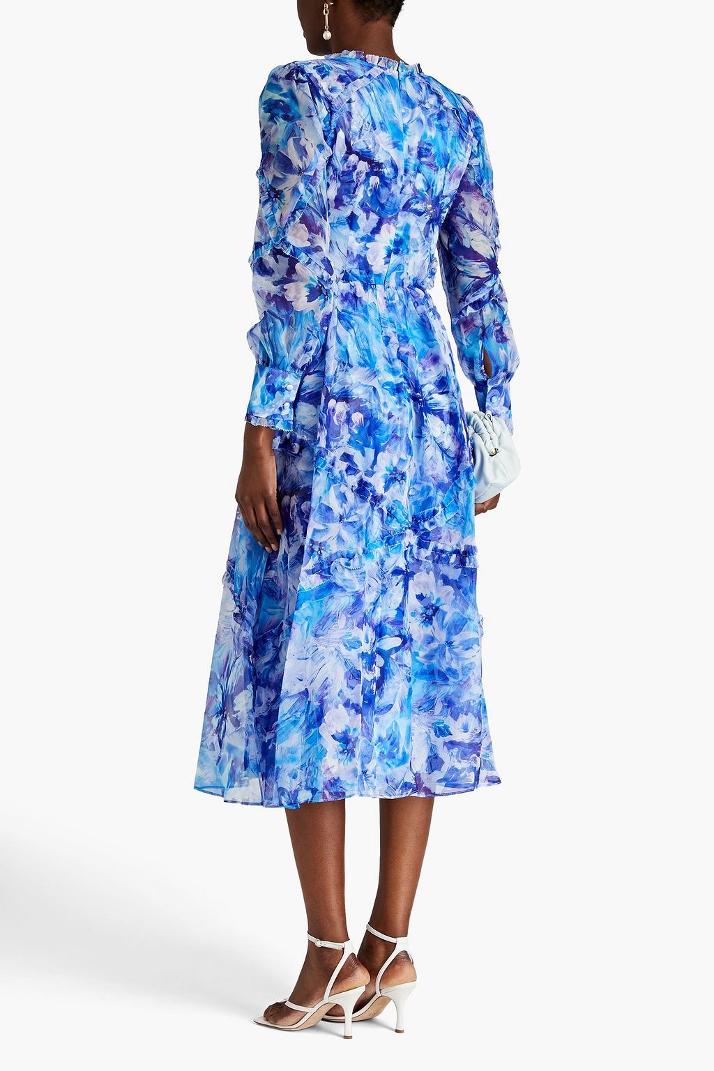 Cutout Floral Georgette Midi Dress