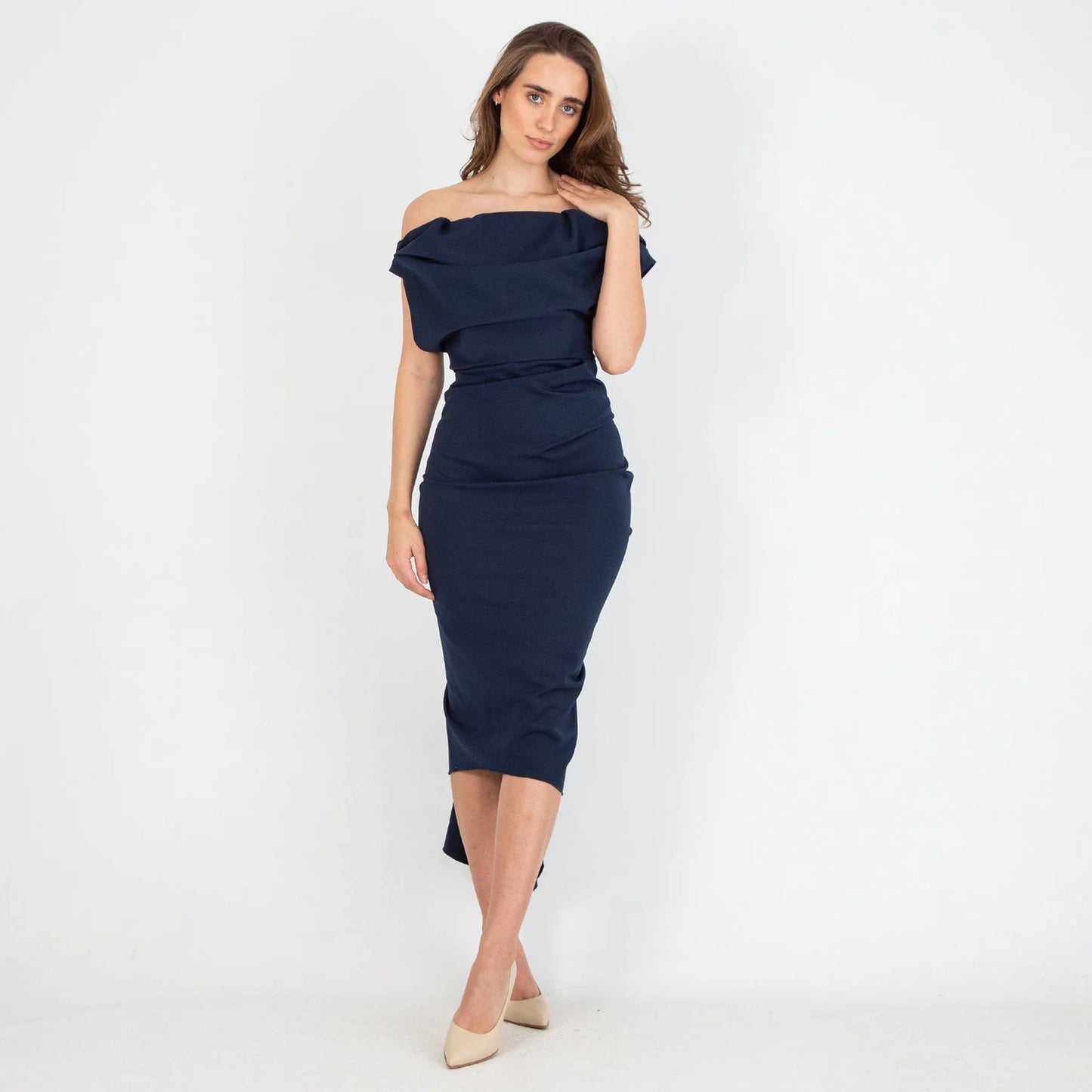 Sian Drape Dress Navy