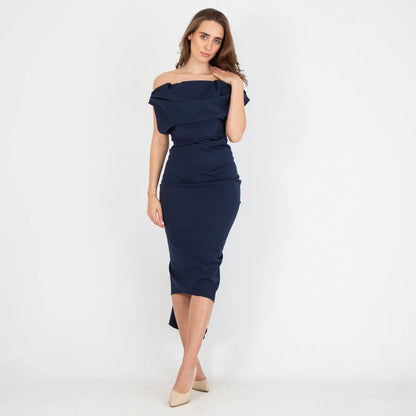 Sian Drape Dress Navy