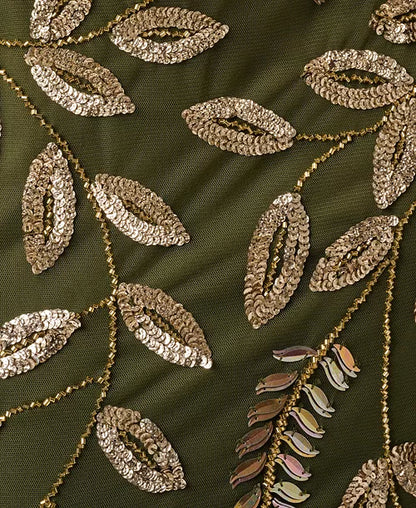 Sage Beaded Halterneck Gown