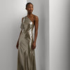 RALPH LAUREN - Metallic Chiffon One-Shoulder Gown - Designer Dress hire