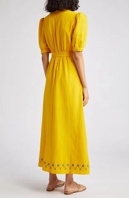 Embroidered Cotton Gauze Dress