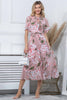 JOLIE MOI - Tina Floral Midi Dress Apricot - Designer Dress hire