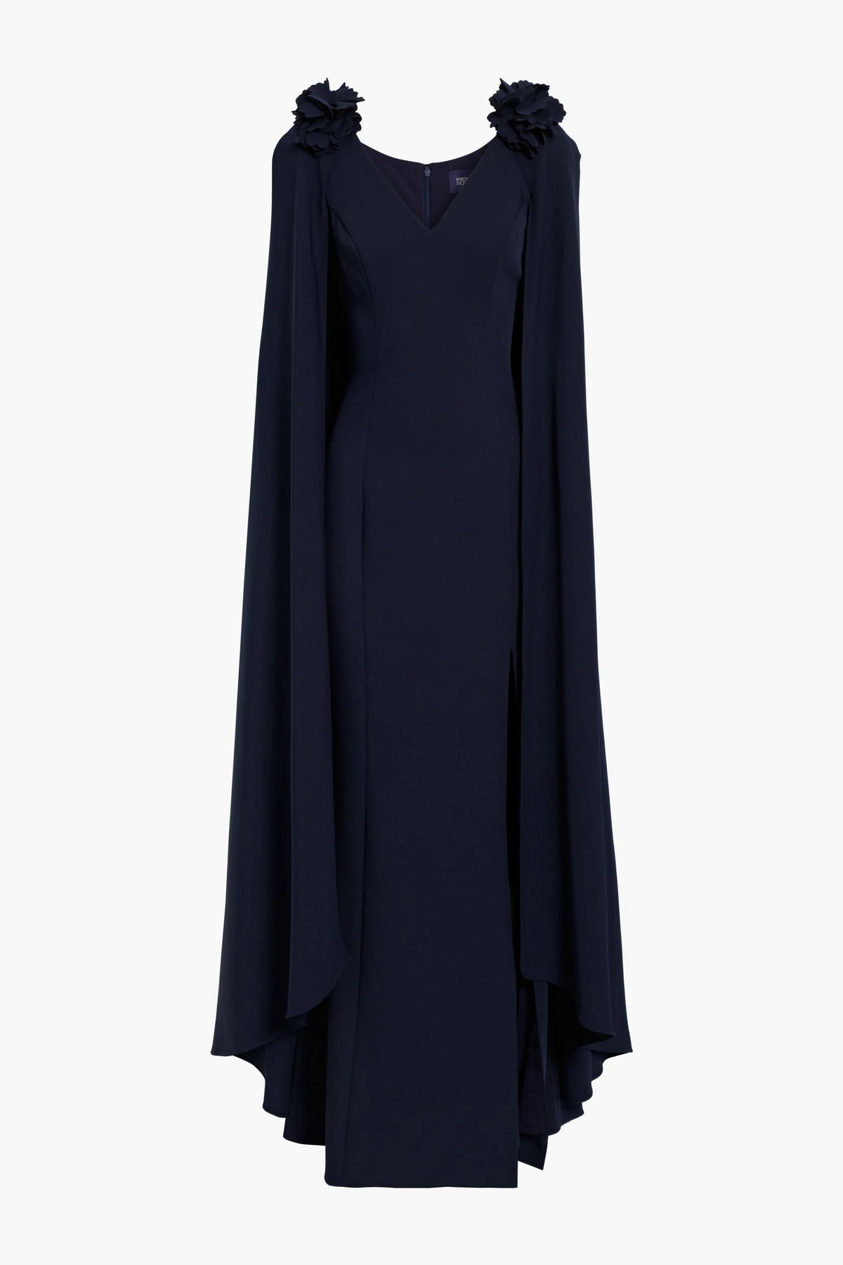 Sleeveless Navy Cape Gown