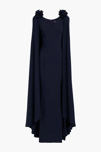 Sleeveless Navy Cape Gown