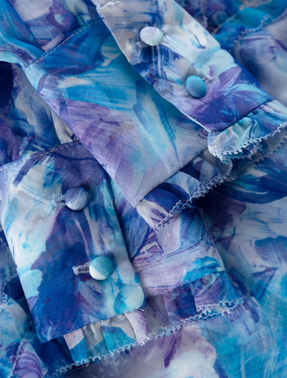 Cutout Floral Georgette Midi Dress