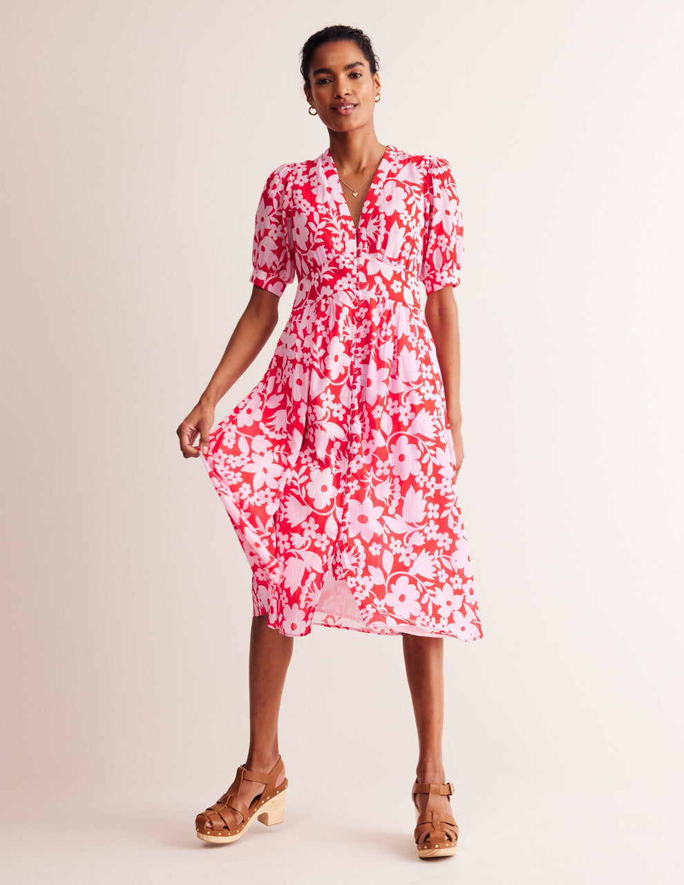 Elsa Crinkle Midi Tea Dress