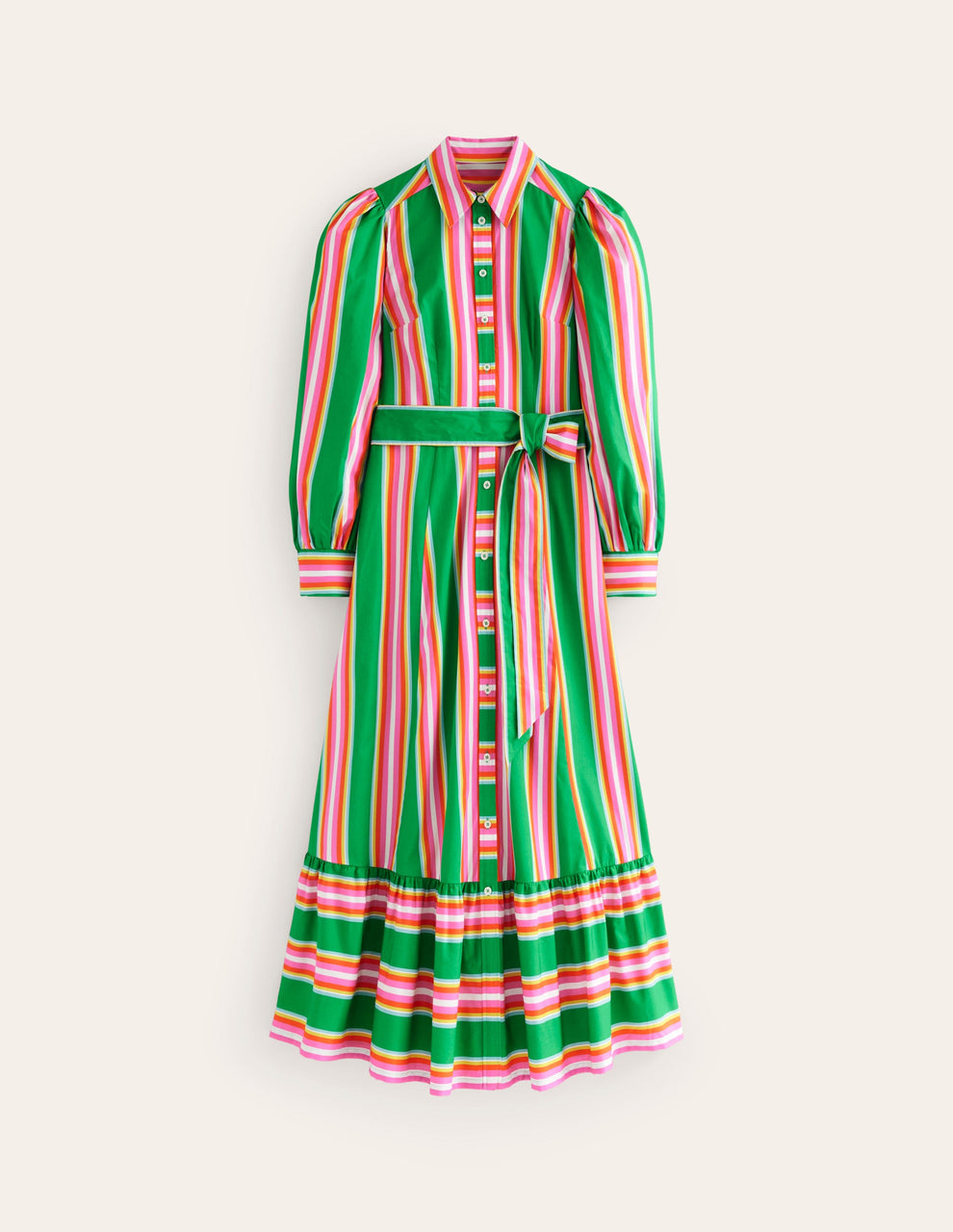 Green Stripe Shirt Dress
