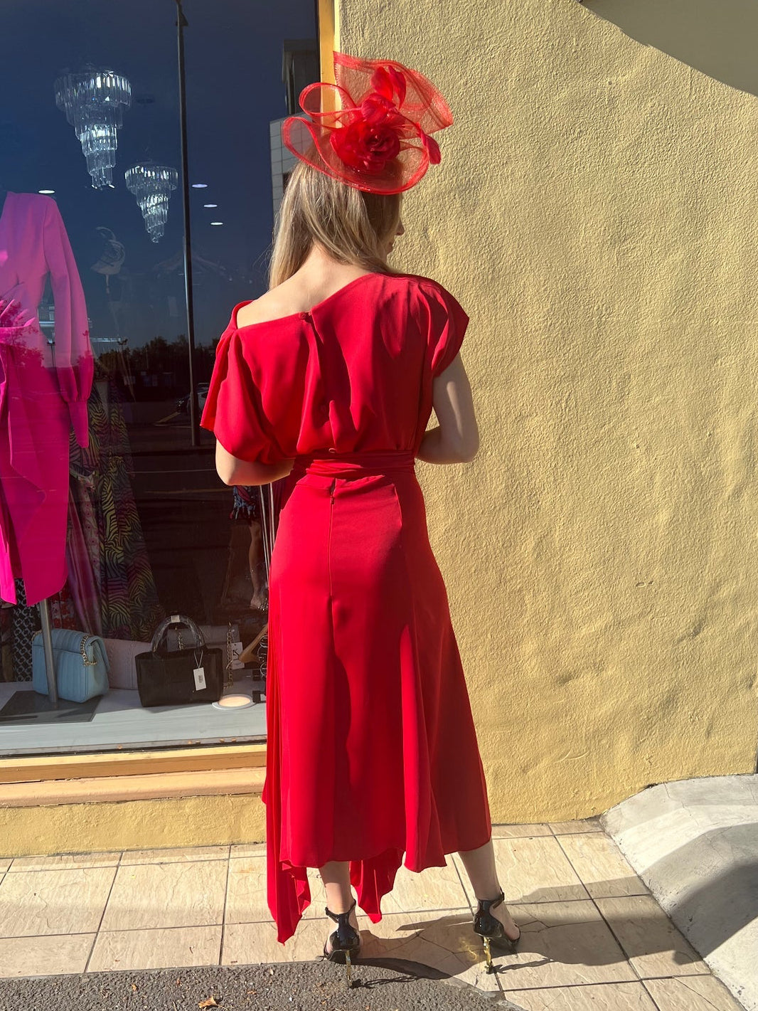 Mila Pleat Dress Red