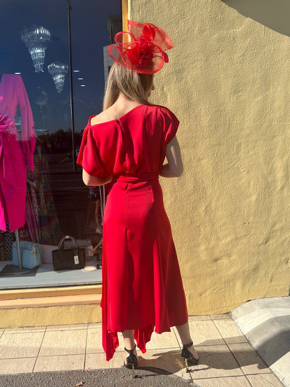 Mila Pleat Dress Red