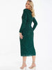 QUIZ - Green Sequin Wrap Midi Dress - Designer Dress hire