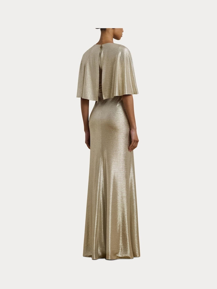 Phinya Foil Print Cape Dress
