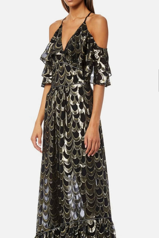 Ruffled Metallic Gown