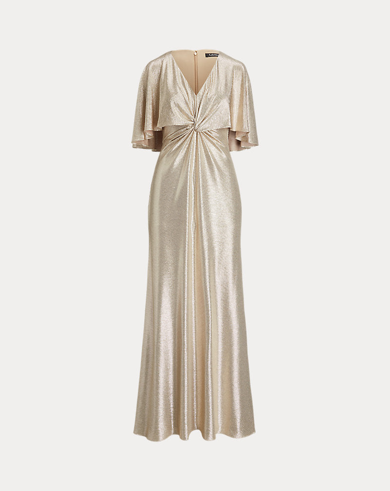 Phinya Foil Print Cape Dress