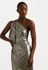 RALPH LAUREN - Metallic Chiffon One-Shoulder Gown - Designer Dress hire