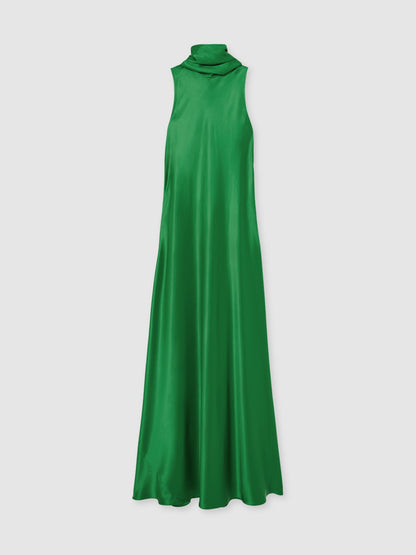 Green Fae Satin Cape Dress