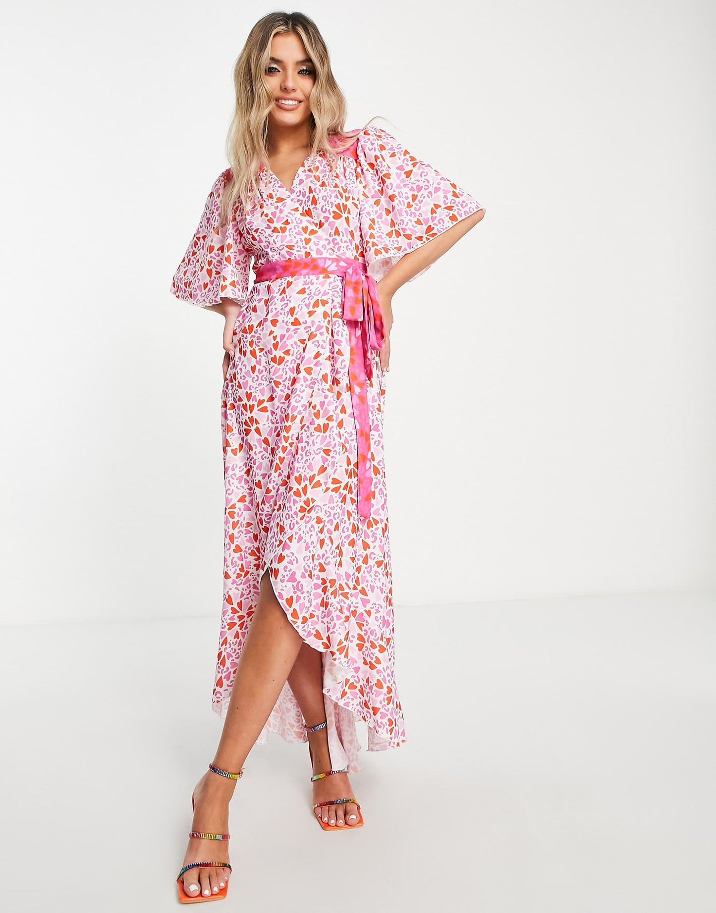 Heart Print Midi Dress