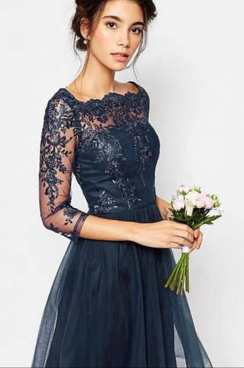 Petite Saskia Navy Lace Dress