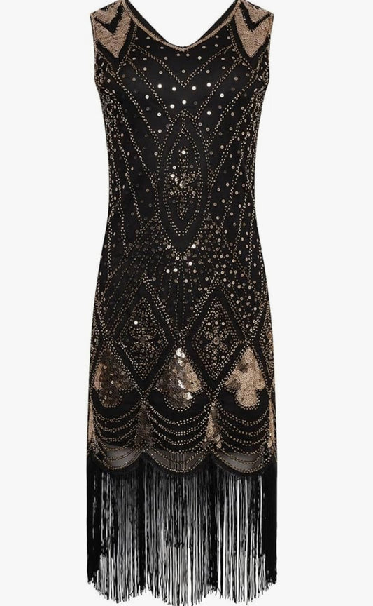 Black Gold Gatsby Dress