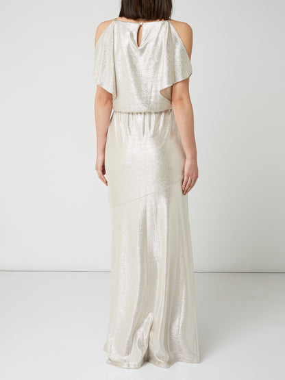 Metallic Cold-Shoulder Gown