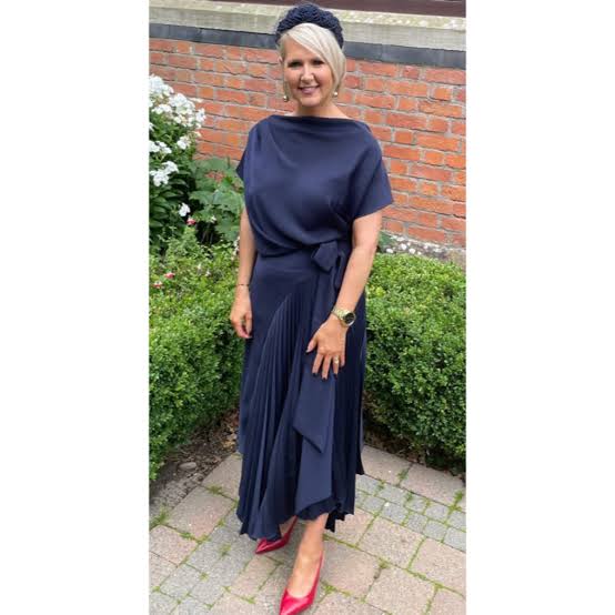Mila Pleat Dress Navy