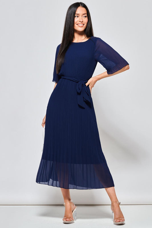 Qynn Chiffon Pleated Dress