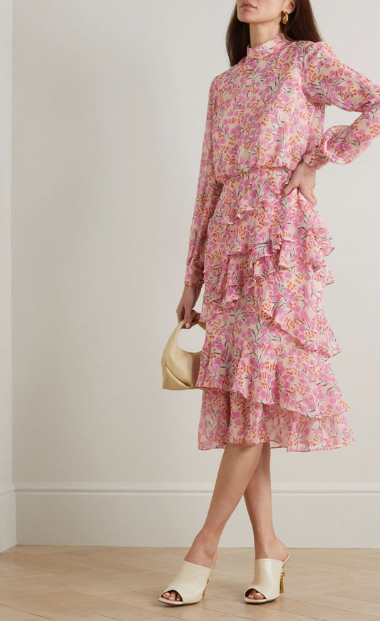 Isa Tiered Ruffled Midi Dress