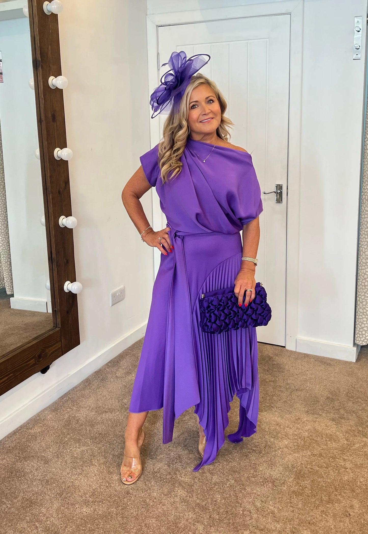 Mila Pleat Dress Purple