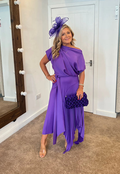 Mila Pleat Dress Purple