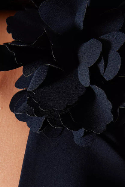 Sleeveless Navy Cape Gown