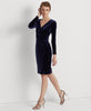 RALPH LAUREN - Navy Velvet Surplice Dress - Designer Dress hire