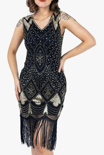 Black Gold Gatsby Dress