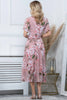 JOLIE MOI - Tina Floral Midi Dress Apricot - Designer Dress hire