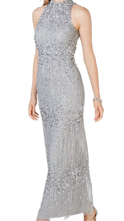 Halter Beaded Column Gown
