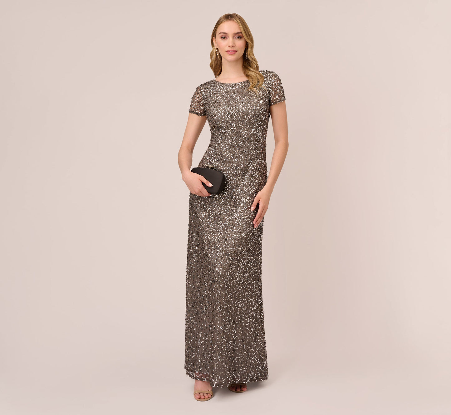 Scoop Back Sequin Gown