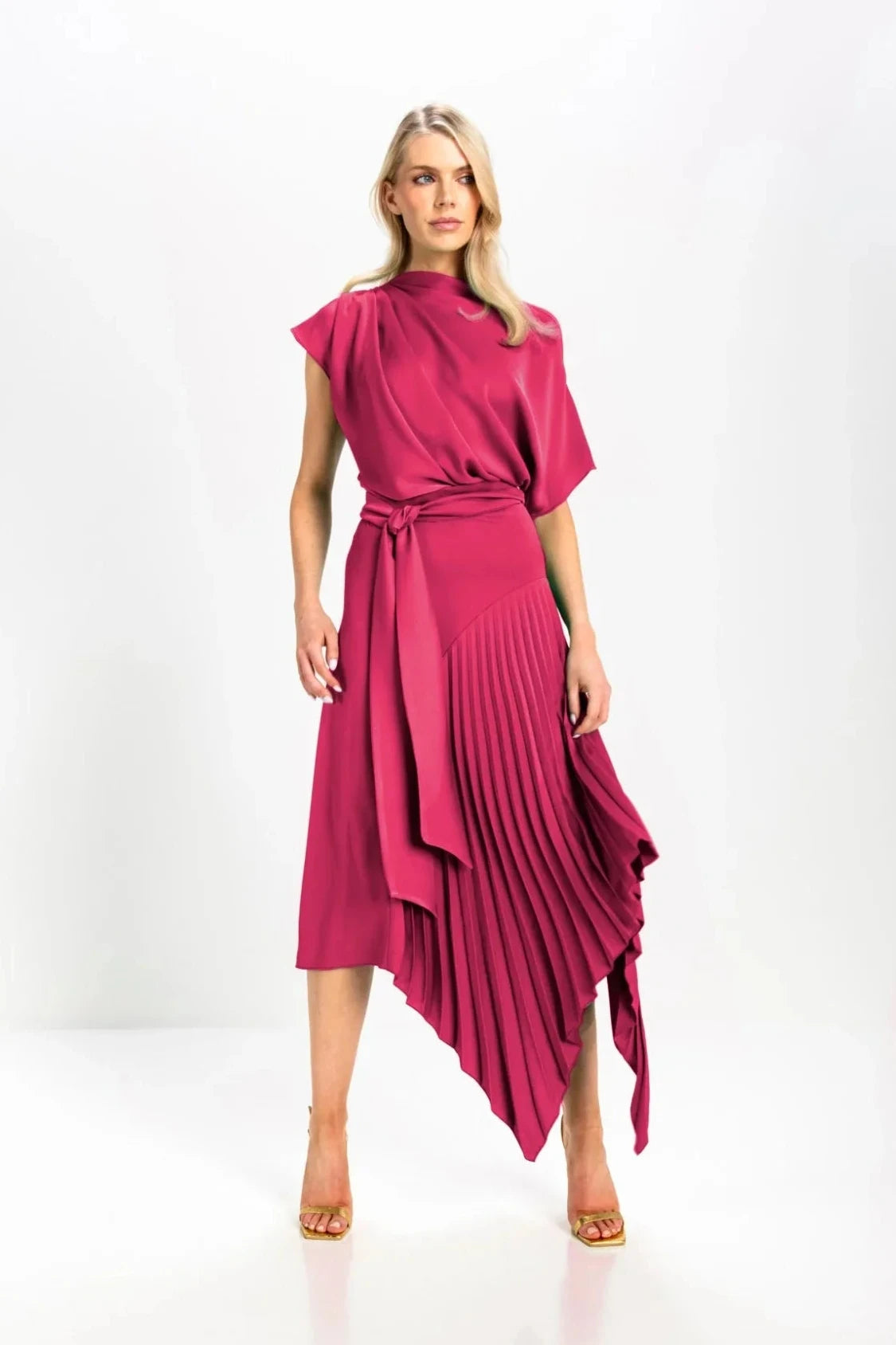 Mila Pleat Dress Red