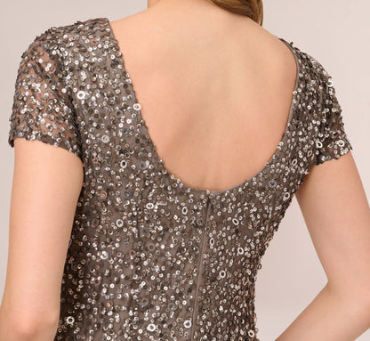 Scoop Back Sequin Gown