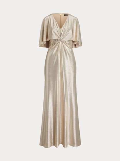 Phinya Foil Print Cape Dress
