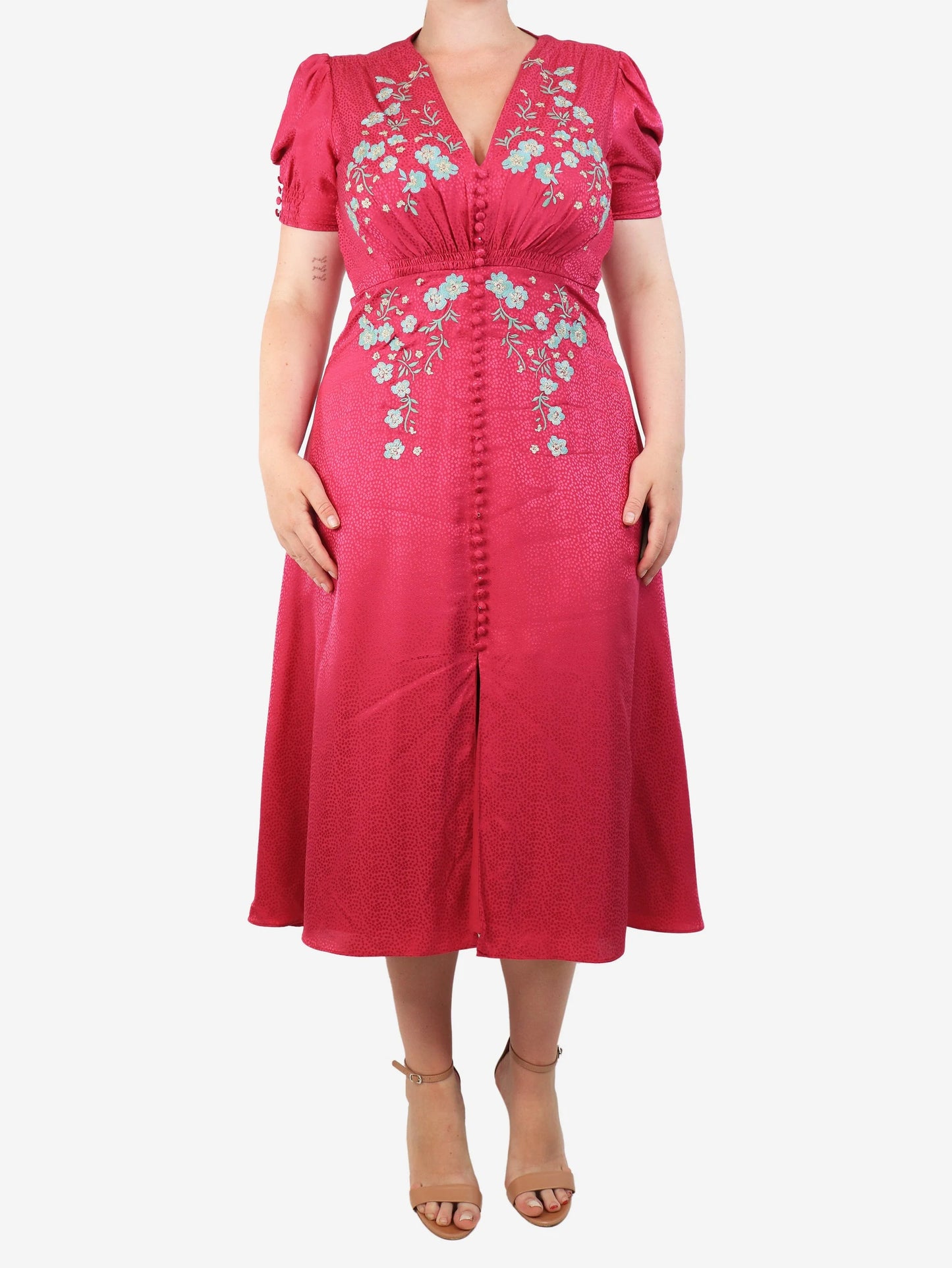 Lea Floral Silk Midi Dress