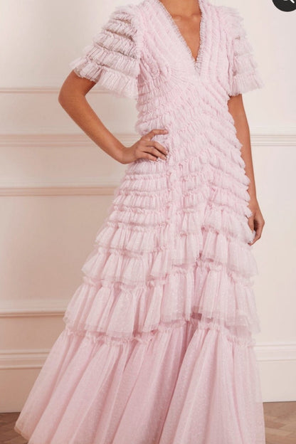 Willow Ruffle V-Neck Gown