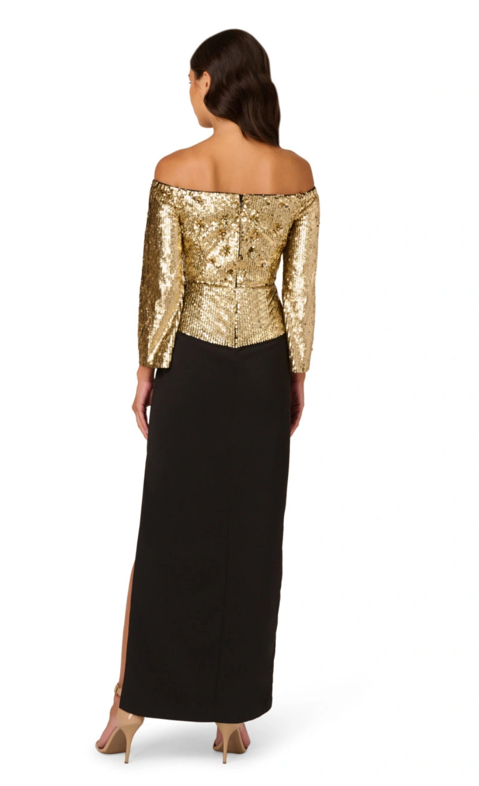 Off Shoulder Bead Crepe Dress