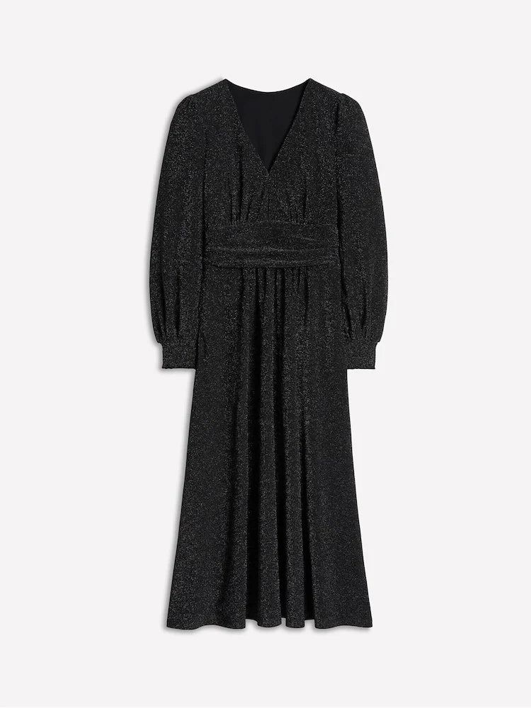 Black Daphne Metallic Dress