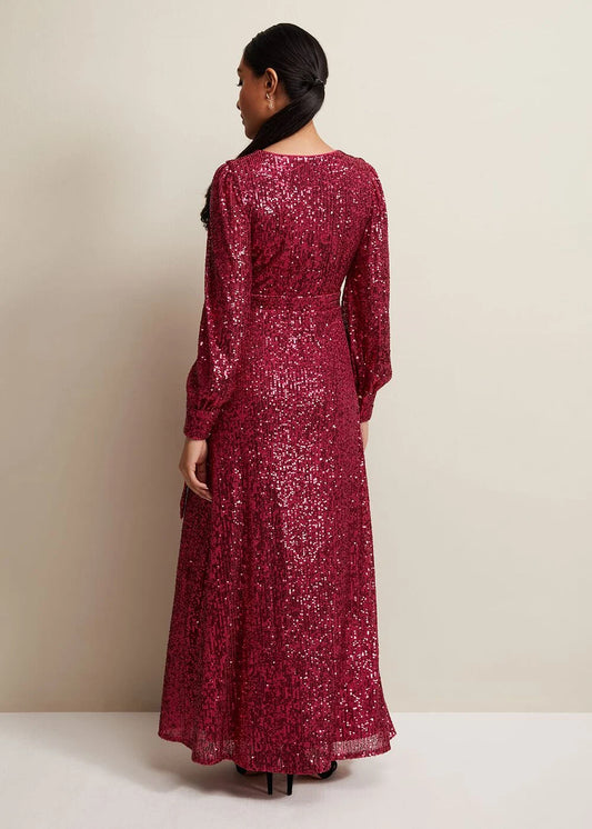 Petite Amily Pink Sequin Maxi Dress