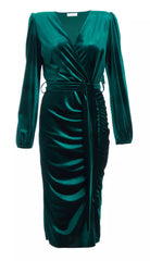 QUIZ - Bottle Green Velvet Dress - Designer Dress Hire