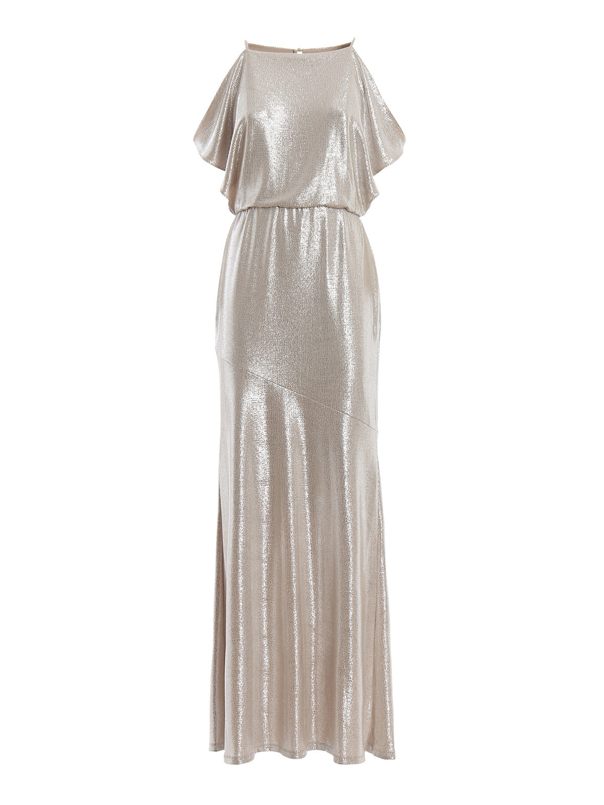 Metallic Cold-Shoulder Gown