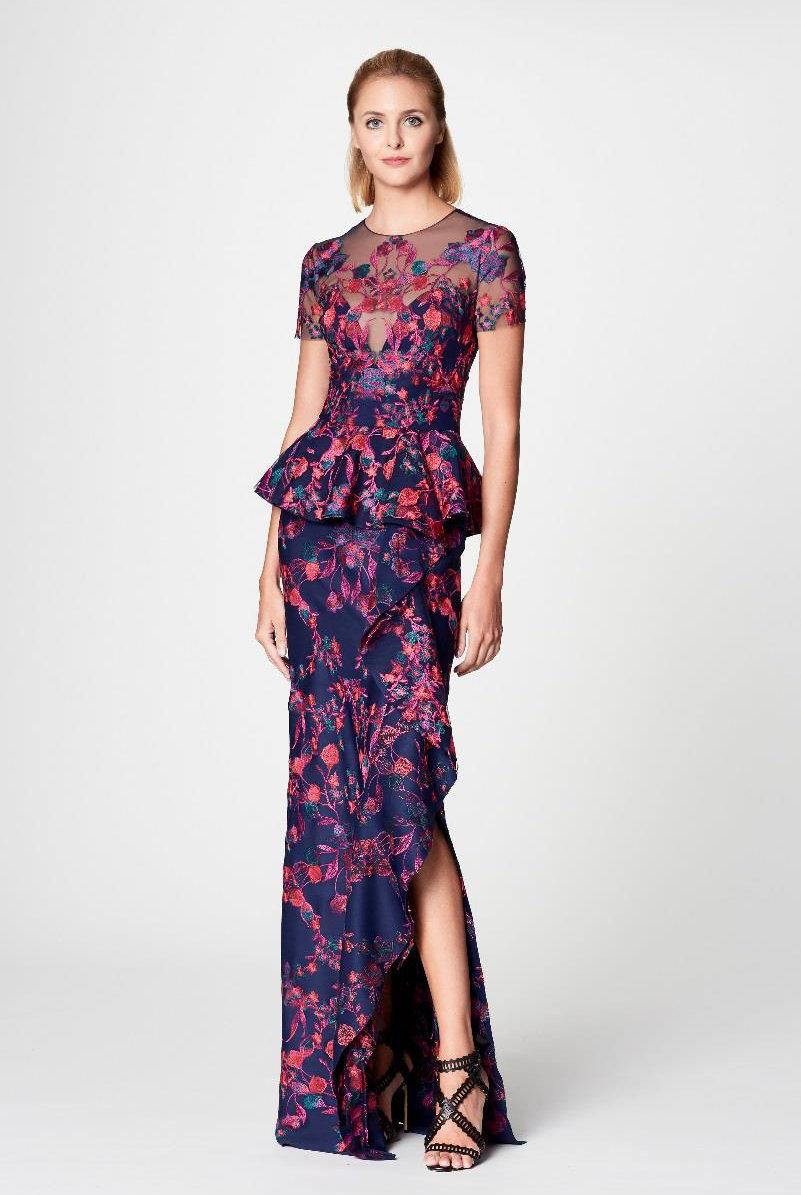 Floral Embroidered Cady Gown