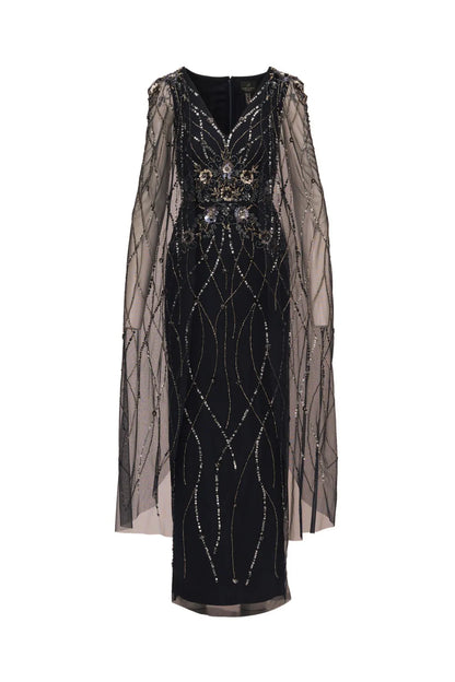 Beaded Cape Gown