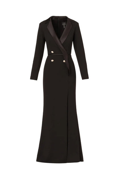 Tuxedo Gown With Jewel Buttons