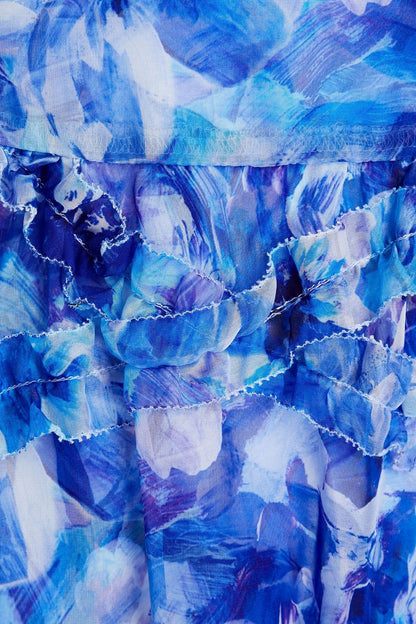 Cutout Floral Georgette Midi Dress